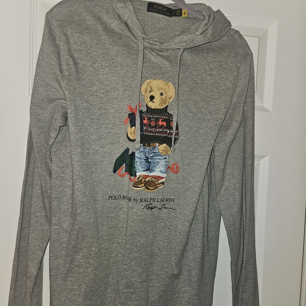 Ralph Lauren Gray Long Sleeve Tee with Polo Bear